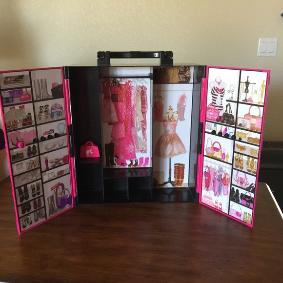 2011 Mattel Pink & Black Barbie Doll Wardrobe Case - Picture 5 of 10